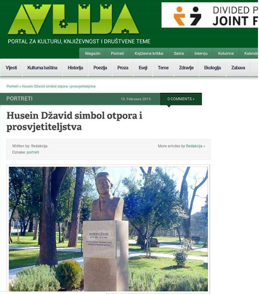 HUSEIN DŽAVID SIMBOL OTPORA I PROSVJETITELJSTVA 