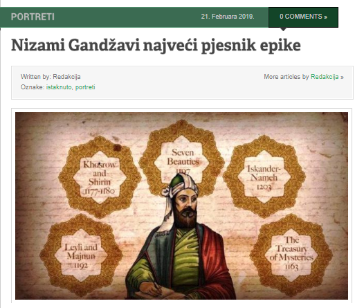 NIZAMI GANDŽAVI NAJVEĆI PJESNIK EPIKE 