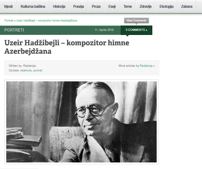 UZEIR HADŽIBEJLI, KOMPOZITOR HIMNE AZERBEJDŽANA