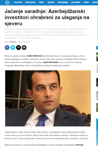 Jačanje saradnje: Azerbejdžanski investitori ohrabreni za ulaganja na sjeveru 